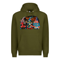 Army Green i love usa gnomes 4th of july Premium Hoodie - CowGirlArtShop