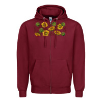 Burgundy summer with sunflowers Zipper Hoodie - TumblerDesignByShophia