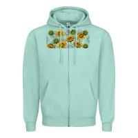 Seafoam summer with sunflowers Zipper Hoodie - TumblerDesignByShophia