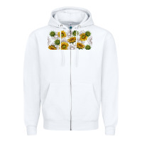 White summer with sunflowers Zipper Hoodie - TumblerDesignByShophia