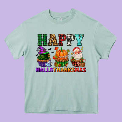 Happy Hallothanksmas With Cupcakes Heavy Core Tee Designed By Adodesignshop