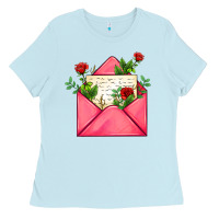 Baby Blue pink letter Ladies Tee - AdoDesignShop