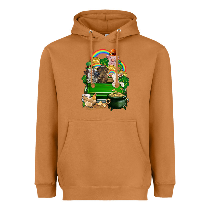 St. Patrick's Day Animal Truck Heavyweight Hoodie by CowGirlArtShop | Teevron