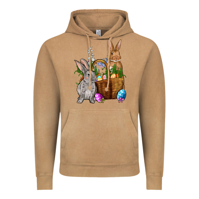 Bunnys Carrots Eggs With Basket Easter Vintage Hoodie by NancyCooperArtShop | Teevron