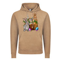 Vintage Coffee Bunnys carrots eggs with basket Easter Vintage Hoodie - NancyCooperArtShop