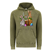 Vintage Olive Bunnys carrots eggs with basket Easter Vintage Hoodie - NancyCooperArtShop