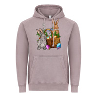 Vintage Zinc Bunnys carrots eggs with basket Easter Vintage Hoodie - NancyCooperArtShop