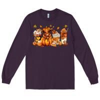 Plum Fall Autumn cow pumpkin coffee cups Long Sleeve Tee - RanaPortraitStore