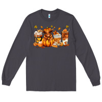 Smoke Fall Autumn cow pumpkin coffee cups Long Sleeve Tee - RanaPortraitStore