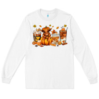 White Fall Autumn cow pumpkin coffee cups Long Sleeve Tee - RanaPortraitStore
