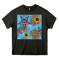 Asphalt american star and sunflower seamless  pattern Heavy Core Tee - BundleAndBundleShop