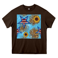 Chocolate Brown american star and sunflower seamless  pattern Heavy Core Tee - BundleAndBundleShop
