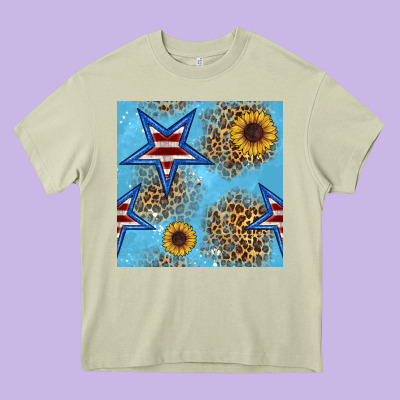 American Star And Sunflower Seamless  Pattern Heavy Core Tee Designed By Bundleandbundleshop