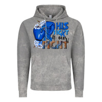 His Fight Is Our Fight Colon Cancer Blue Ribbon Vintage Hoodie | Teevron