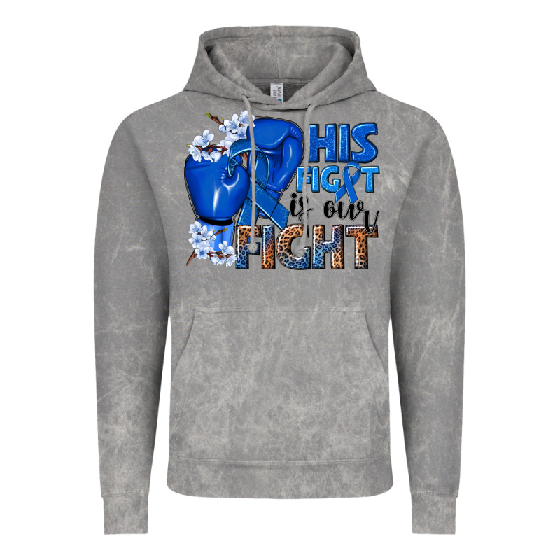 His Fight Is Our Fight Colon Cancer Blue Ribbon Vintage Hoodie by NancyCooperArtShop | Teevron