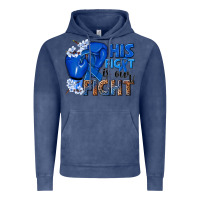 Vintage Denim his fight is our fight colon cancer blue ribbon Vintage Hoodie - NancyCooperArtShop