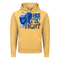 Vintage Mustard his fight is our fight colon cancer blue ribbon Vintage Hoodie - NancyCooperArtShop