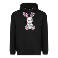 Black Cute bunny Easter Heavyweight Hoodie - CowGirlArtShop