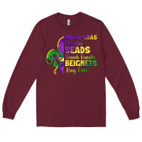 Burgundy mardi gras parades beads french quarter beignets k Long Sleeve Tee - LillyAllenDesigns