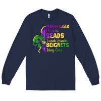 Navy mardi gras parades beads french quarter beignets k Long Sleeve Tee - LillyAllenDesigns