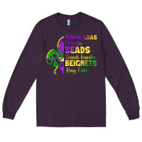 Plum mardi gras parades beads french quarter beignets k Long Sleeve Tee - LillyAllenDesigns