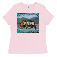 Bubblegum Pink papa bear tumbler Ladies Tee - Artiststas
