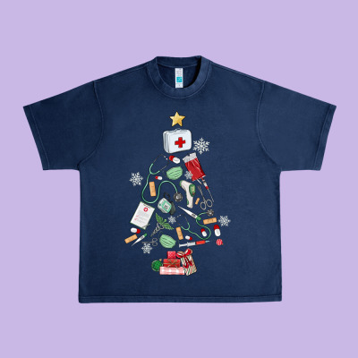 Nurse Christmas Tree Urban Heavy Tee Designed By Maliassmallbusiness