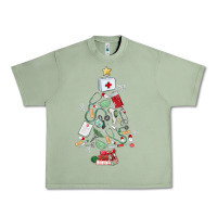 Oil Green nurse christmas tree Urban Heavy Tee - MaliasSmallBusiness