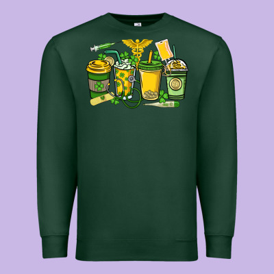 St. Patrick's Day Nurse Coffee Cups Premium Sweatshirt Designed By Howdyjamesfarm