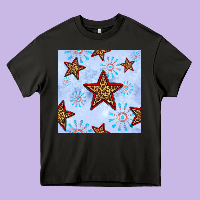 4th Of July Leopard Star Seamless Pattern Heavy Core Tee Designed By Bundleandbundleshop