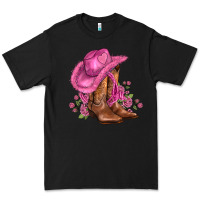 Black valentines day boots cowgirl hat and roses Premium Tee - AdoDesignShop