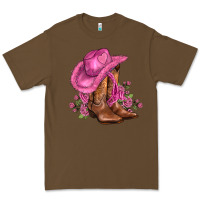 Cacao valentines day boots cowgirl hat and roses Premium Tee - AdoDesignShop