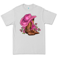 Dove Grey valentines day boots cowgirl hat and roses Premium Tee - AdoDesignShop