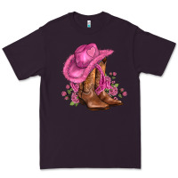 Plum valentines day boots cowgirl hat and roses Premium Tee - AdoDesignShop
