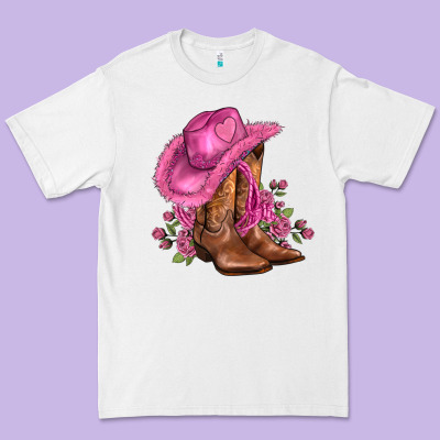 Valentines Day Boots Cowgirl Hat And Roses Premium Tee Designed By Adodesignshop