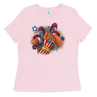 Bubblegum Pink America afro girl sneakers Ladies Tee - RanaPortraitStore