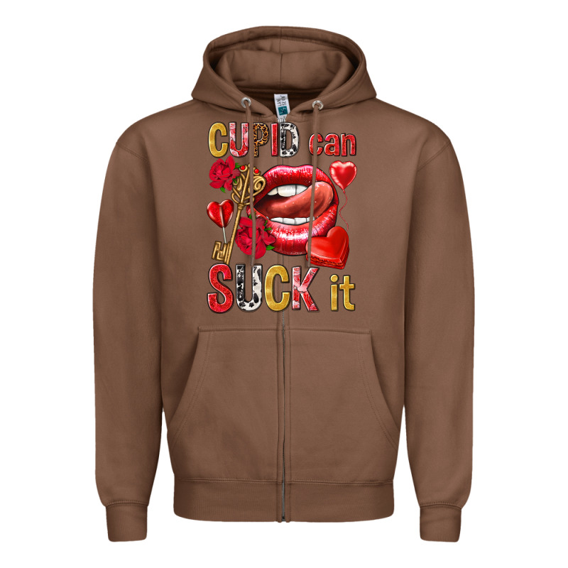 Cupid Can Suck It Valentine's Day Zipper Hoodie by HowdyJamesFarm | Teevron