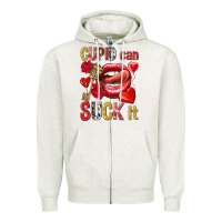 Oatmeal Heather Cupid can suck it Valentine'S Day Zipper Hoodie - HowdyJamesFarm