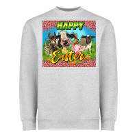 Heather Grey Happy Easter Farm Animals 20oz skinny Heavyweight Sweatshirt - LillyAllenDesigns