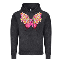 Vintage Black Pink ribbon Breast Cancer butterfly Vintage Hoodie - NancyCooperArtShop