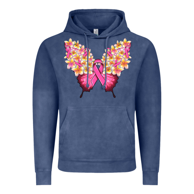 Pink Ribbon Breast Cancer Butterfly Vintage Hoodie by NancyCooperArtShop | Teevron