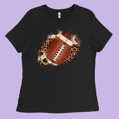 Football Cowhide Leopard Patch Ladies Tee Designed By Jahusdesignshop