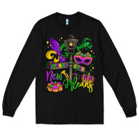 Black new orleans mardi gras Long Sleeve Tee - LillyAllenDesigns