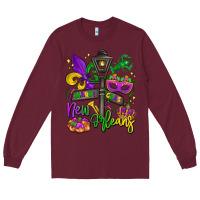 Burgundy new orleans mardi gras Long Sleeve Tee - LillyAllenDesigns