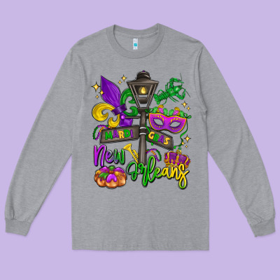 New Orleans Mardi Gras Long Sleeve Tee Designed By Lillyallendesigns