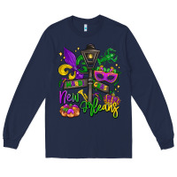 Navy new orleans mardi gras Long Sleeve Tee - LillyAllenDesigns