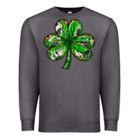 Charcoal Heather Shamrock with leopard and cowhide St. Patricks day Premium Sweatshirt - HowdyJamesFarm