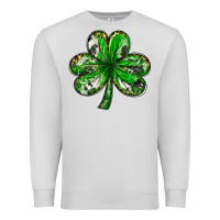 Dove Grey Shamrock with leopard and cowhide St. Patricks day Premium Sweatshirt - HowdyJamesFarm