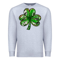 Heather Grey Shamrock with leopard and cowhide St. Patricks day Premium Sweatshirt - HowdyJamesFarm