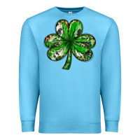 Ocean Blue Shamrock with leopard and cowhide St. Patricks day Premium Sweatshirt - HowdyJamesFarm